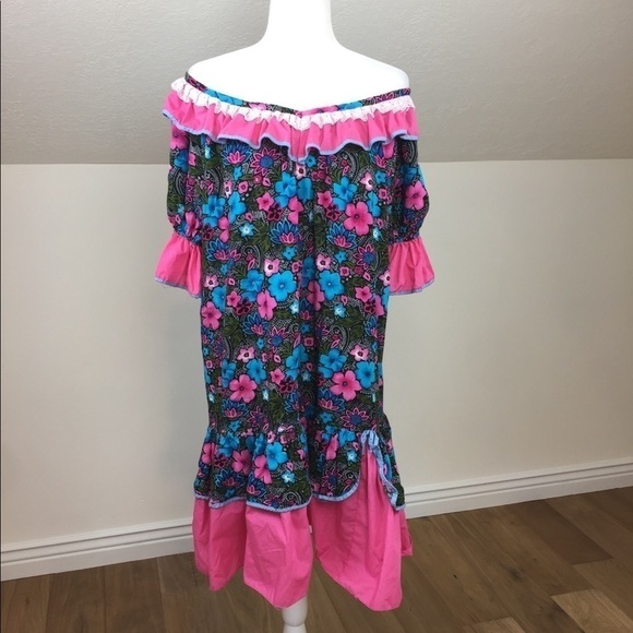 Vintage Off-Shoulder Cottagecore Floral Dress - Picture 1 of 7